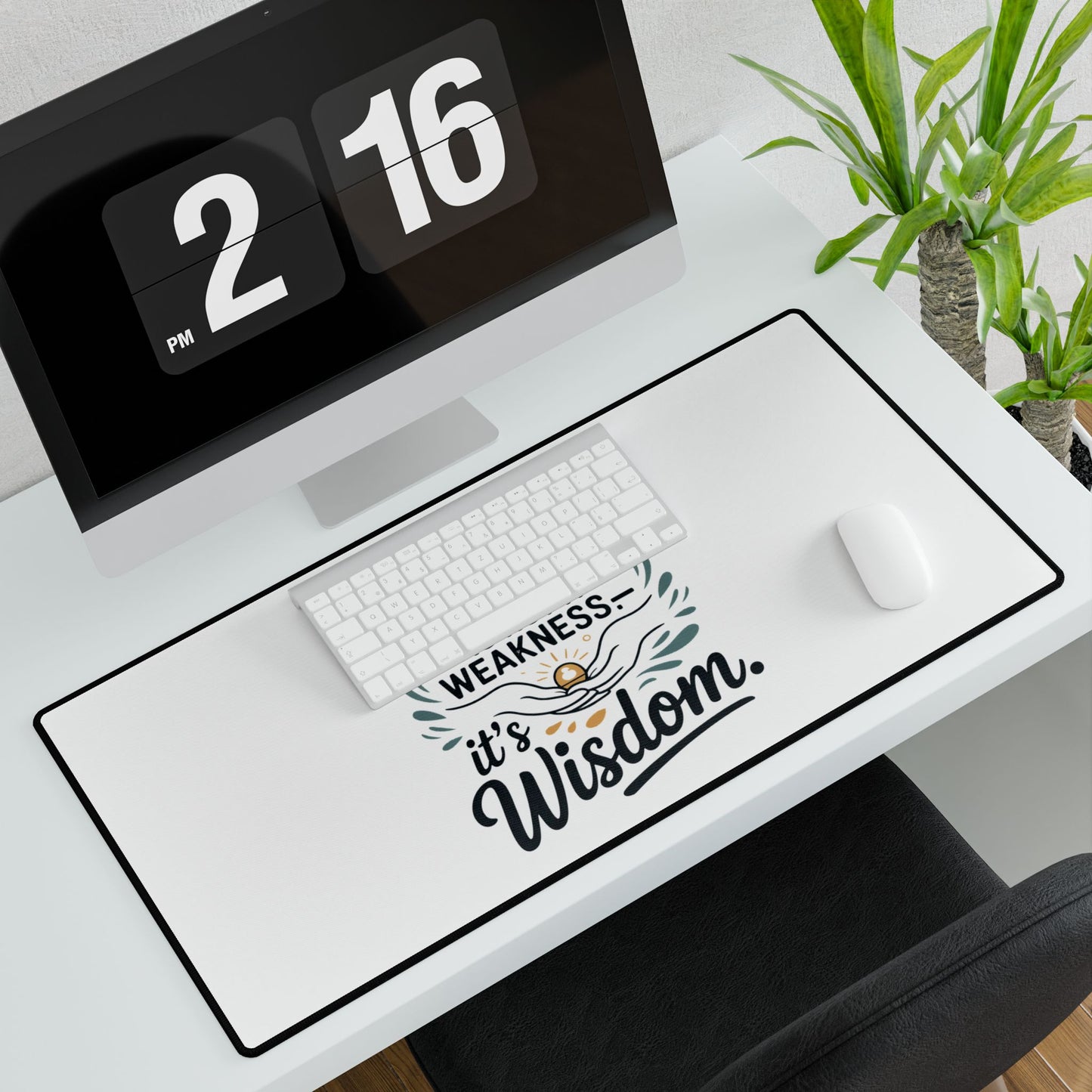 Desk Mat — "Asking for Help Is Not a Weakness, It's Wisdom" Inspirational Office Desk Pad
