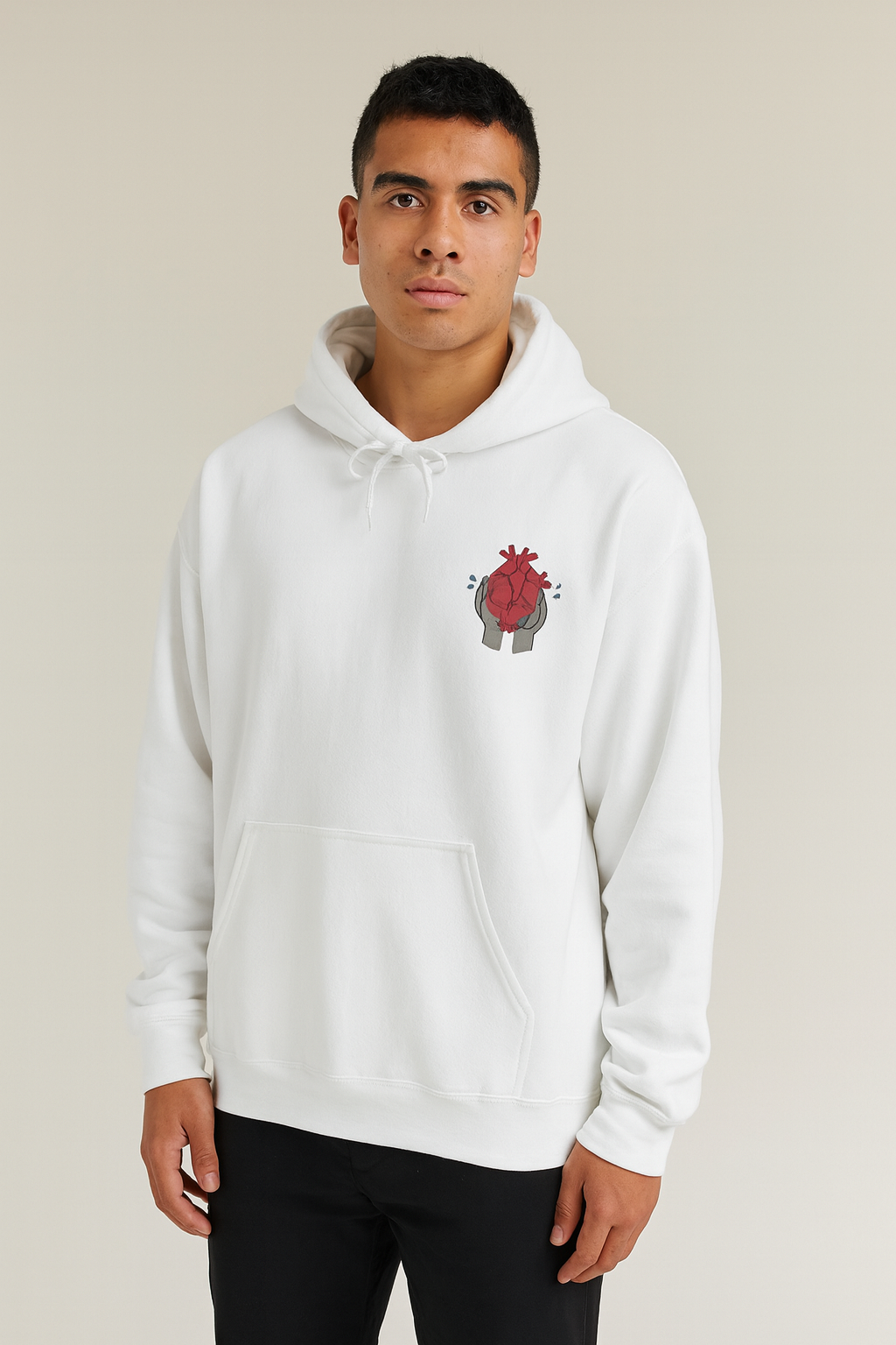 Hoodie — "Men Feel Too" Emotional Heart Graphic Hoodie
